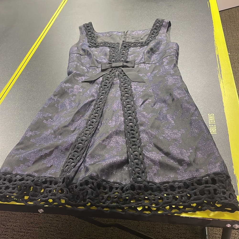 Anna Sui dress. Purple and black sleeveless Sz 13 fits a woman’s 10. Mach wash